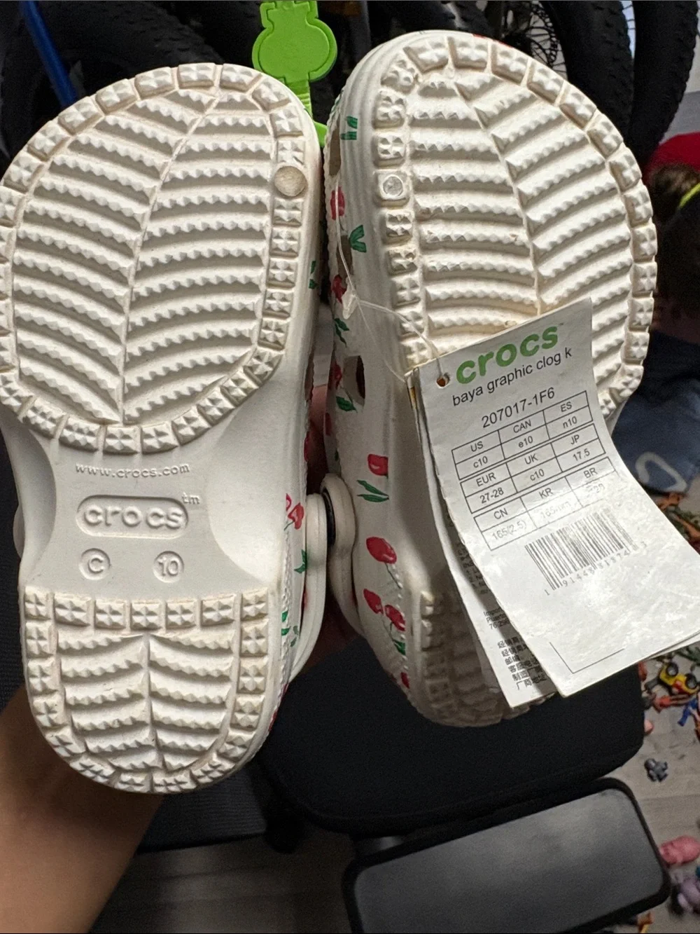 CROCS Kids Classic Clog in White with Red Cherry Print